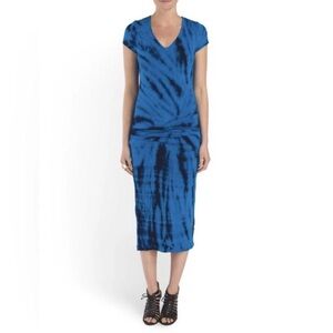 NWT Young Fabulous & Broke Araya Tie Dye Ruched Gathered Hip Stretch Midi Dress